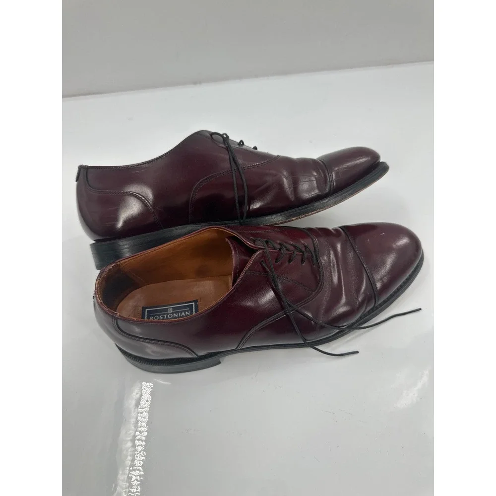 Bostonian Classics Mens‎ 10 D Burgundy Leather Cap Toe Oxford Dress Shoes 26088